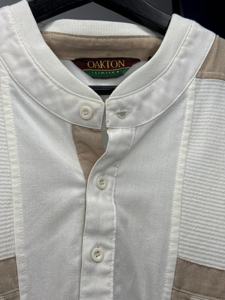 Vintage Oakton Henley "Feu de Dieu" Textured Knit Zip Pockets