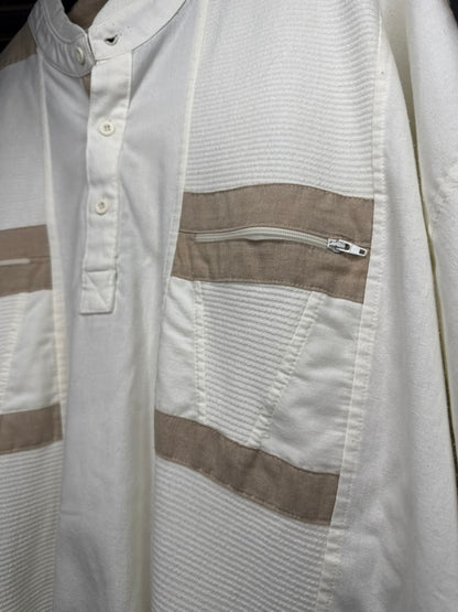 Vintage Oakton Henley "Feu de Dieu" Textured Knit Zip Pockets