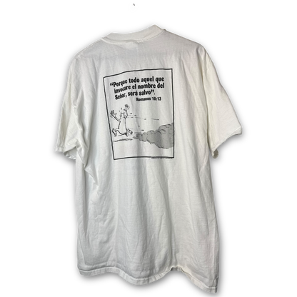 Vintage 90s Spanish Chick Tract devil "Por Favor" Reverse Psychology T-Shirt L