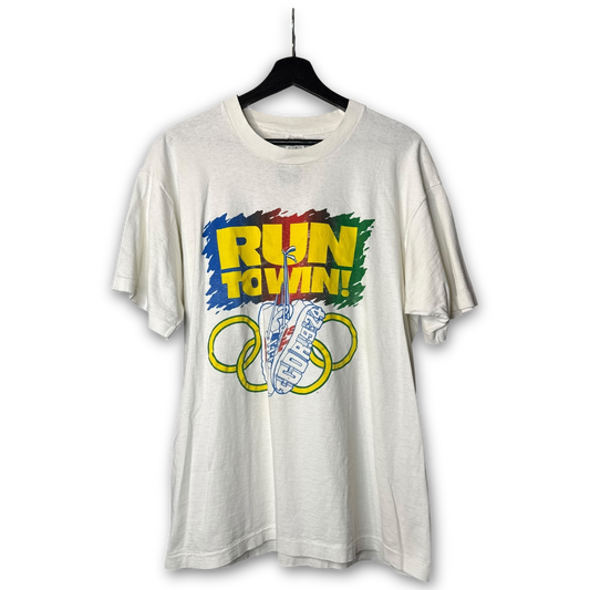 Vintage 1992 "Run To Win!" Olympic Rings Christian T-Shirt L/XL 1 Corinthians 9:24