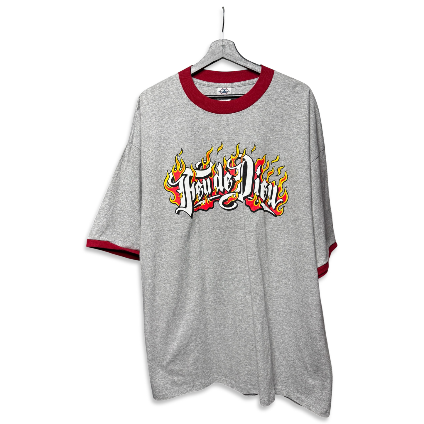 Feu de Dieu Ringer Tee | Vintage Delta Heavyweight | Heather Grey & Red