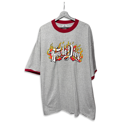 Feu de Dieu Ringer Tee | Vintage Delta Heavyweight | Heather Grey & Red