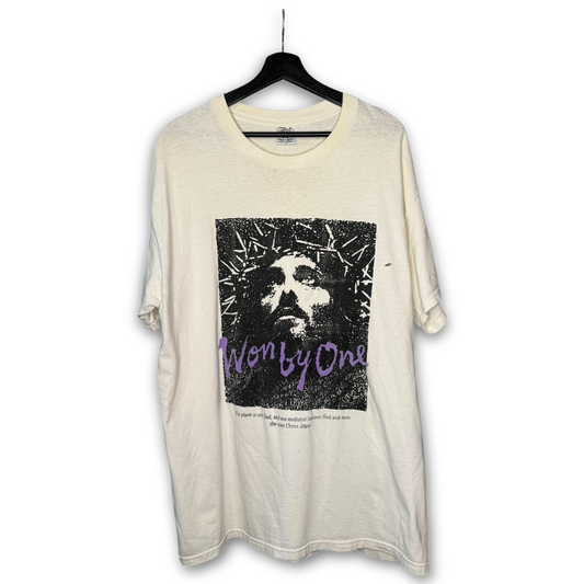 Vintage 90s Living Epistles Won By One Jesus T-Shirt XL Crown of Thorns 1 Timothy 2:5