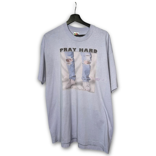 Vintage 1996 Pray Hard T-Shirt XL Single Stitch Grunge Hebrews 5