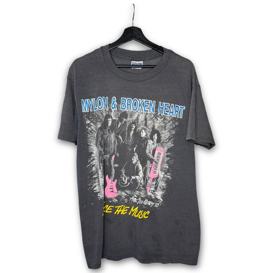 Vintage 1988 Mylon & Broken Heart Face The Music T-Shirt L Band Tee Love God Hate Sin