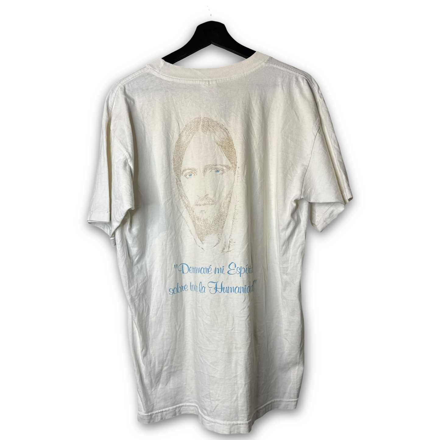 Vintage 90s Spanish Jesus T-Shirt XL "Derramaré Mi Espíritu" Hechos 2:17 White