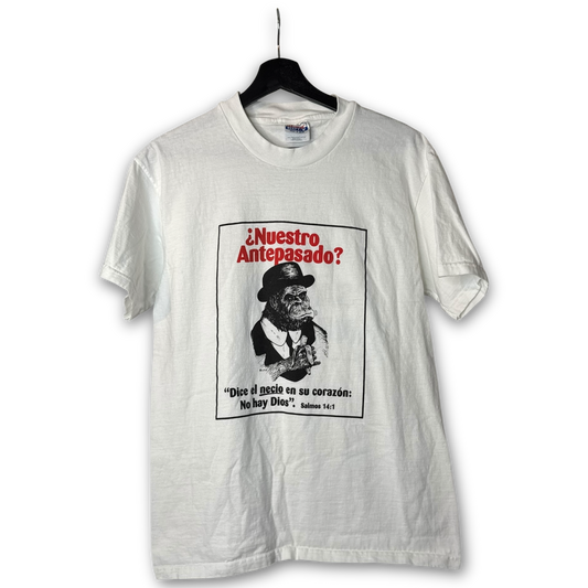 Vintage 90s Spanish Chick Tract "Creationism vs Evolution" T-Shirt