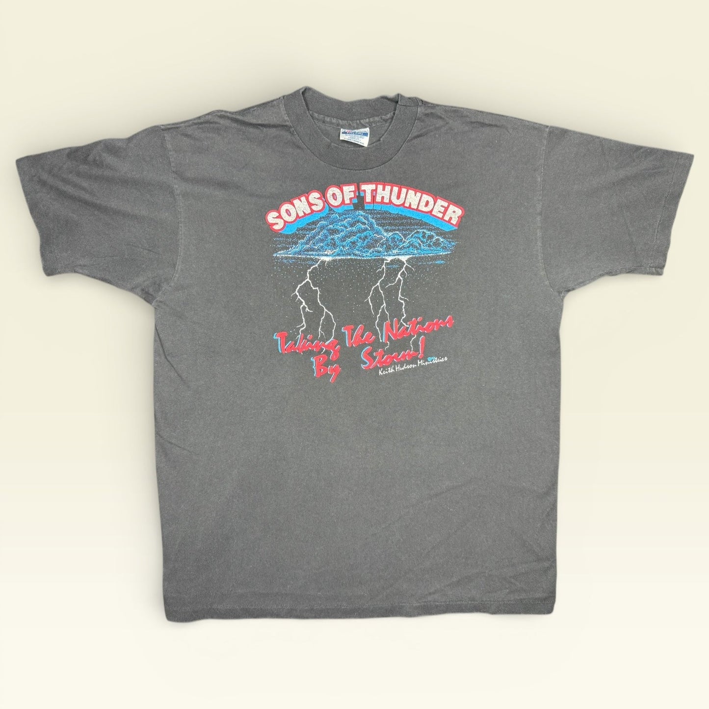Vintage 1992 Keith Hudson Sons of Thunder T-Shirt XL Katy Perry's Dad Single Stitch