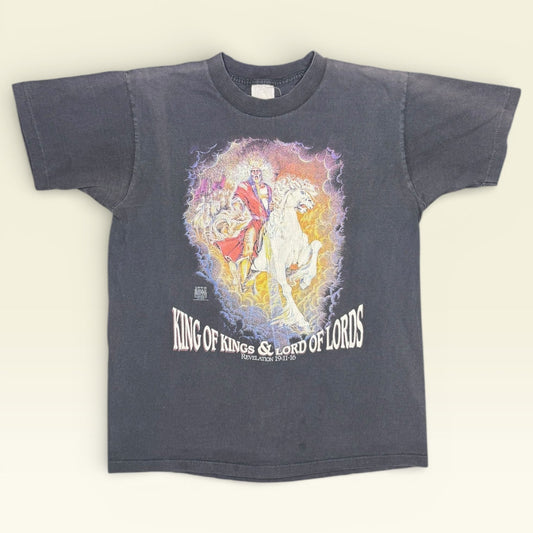 Vintage 1992 Living Epistles King of Kings Revelation Jesus White Horse T-Shirt L Single Stitch